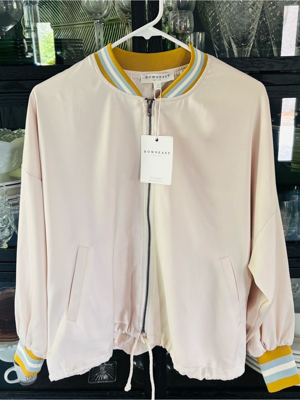 DownEast Cream Jacket w/Striped Trim